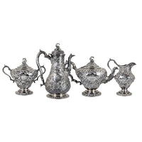 S. Kirk & Son "Repousse" 4pc Sterling Silver Tea/Coffee Service, Figural Dolphin