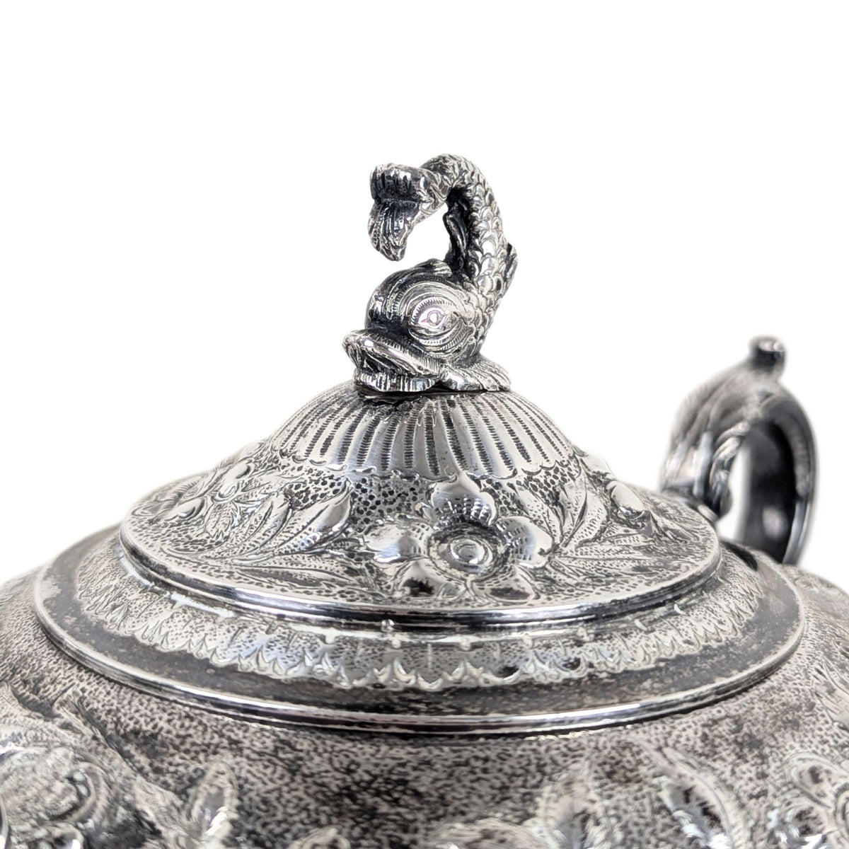 S. Kirk & Son "Repousse" 4pc Sterling Silver Tea/Coffee Service, Figural Dolphin