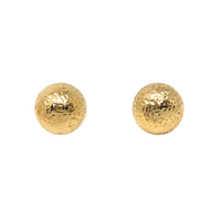 Vintage 14K Yellow Gold 15mm Hammered Dome Stud Earrings, 5.4g