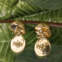 Vintage 14K Yellow Gold 15mm Hammered Dome Stud Earrings, 5.4g