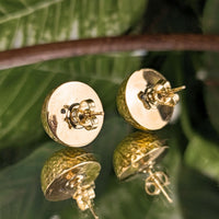 Vintage 14K Yellow Gold 15mm Hammered Dome Stud Earrings, 5.4g