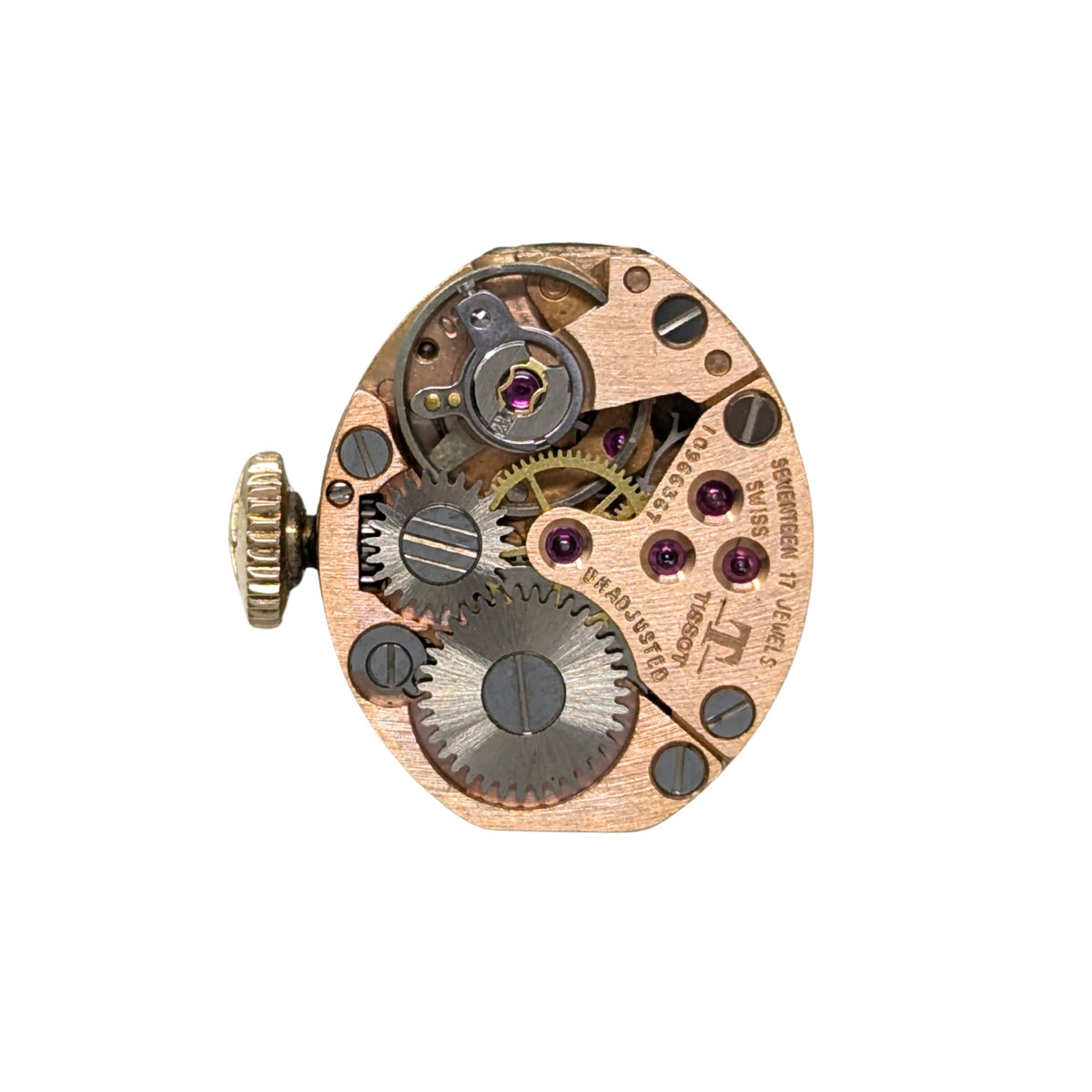 1969 Tissot 712 Ladies Watch Movement - Running 17J (Dial, Hands, Crown)