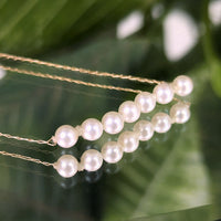 Dainty 14K Gold, 7-Pearl Fixed Smile Station Necklace, 17.25"