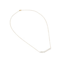 Dainty 14K Gold, 7-Pearl Fixed Smile Station Necklace, 17.25"