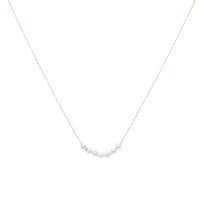 Dainty 14K Gold, 7-Pearl Fixed Smile Station Necklace, 17.25"