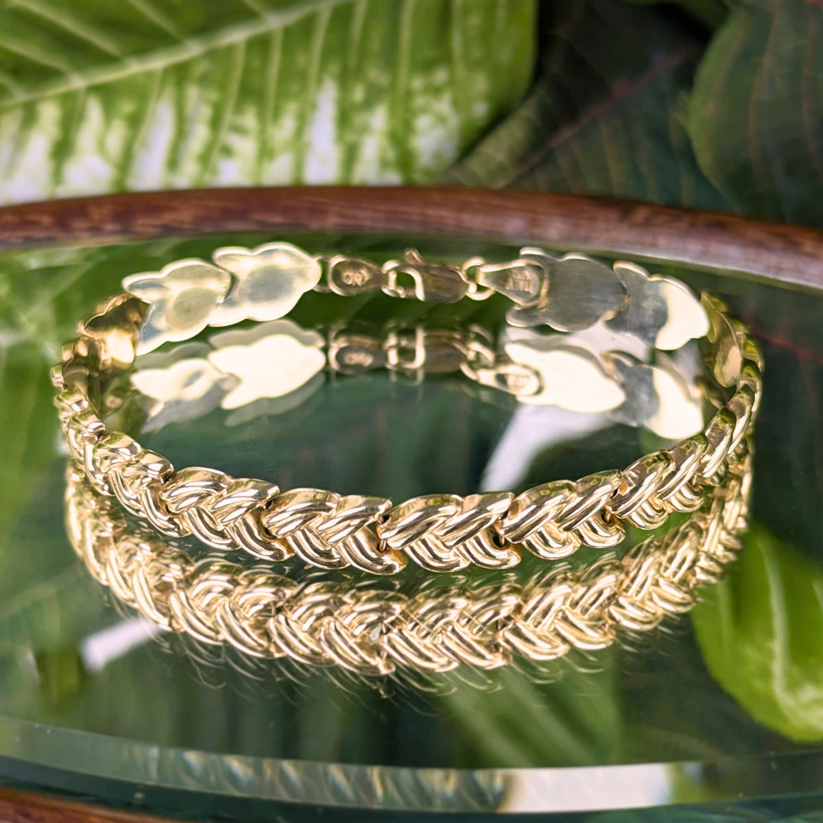 Vintage Oro America 14K Yellow Gold Chevron Link  7 1/8" Bracelet, Italy