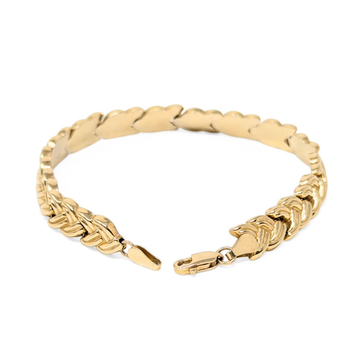 Vintage Oro America 14K Yellow Gold Chevron Link  7 1/8" Bracelet, Italy