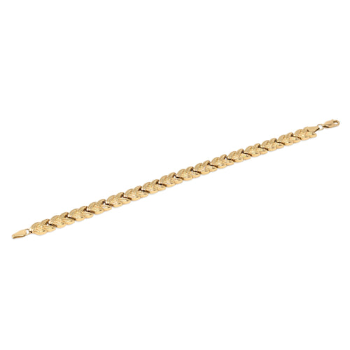 Vintage Oro America 14K Yellow Gold Chevron Link  7 1/8" Bracelet, Italy