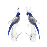 Vintage Murano Art Glass Blue Cockatoo Parrot Sculptures (Pair)