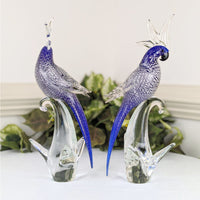Vintage Murano Art Glass Blue Cockatoo Parrot Sculptures (Pair)