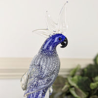 Vintage Murano Art Glass Blue Cockatoo Parrot Sculptures (Pair)