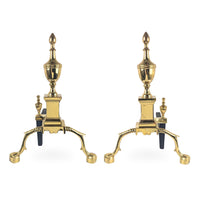 Vintage Virginia Metalcrafters Brass Andirons Model #1000H (Pair)