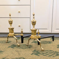Vintage Virginia Metalcrafters Brass Andirons Model #1000H (Pair)
