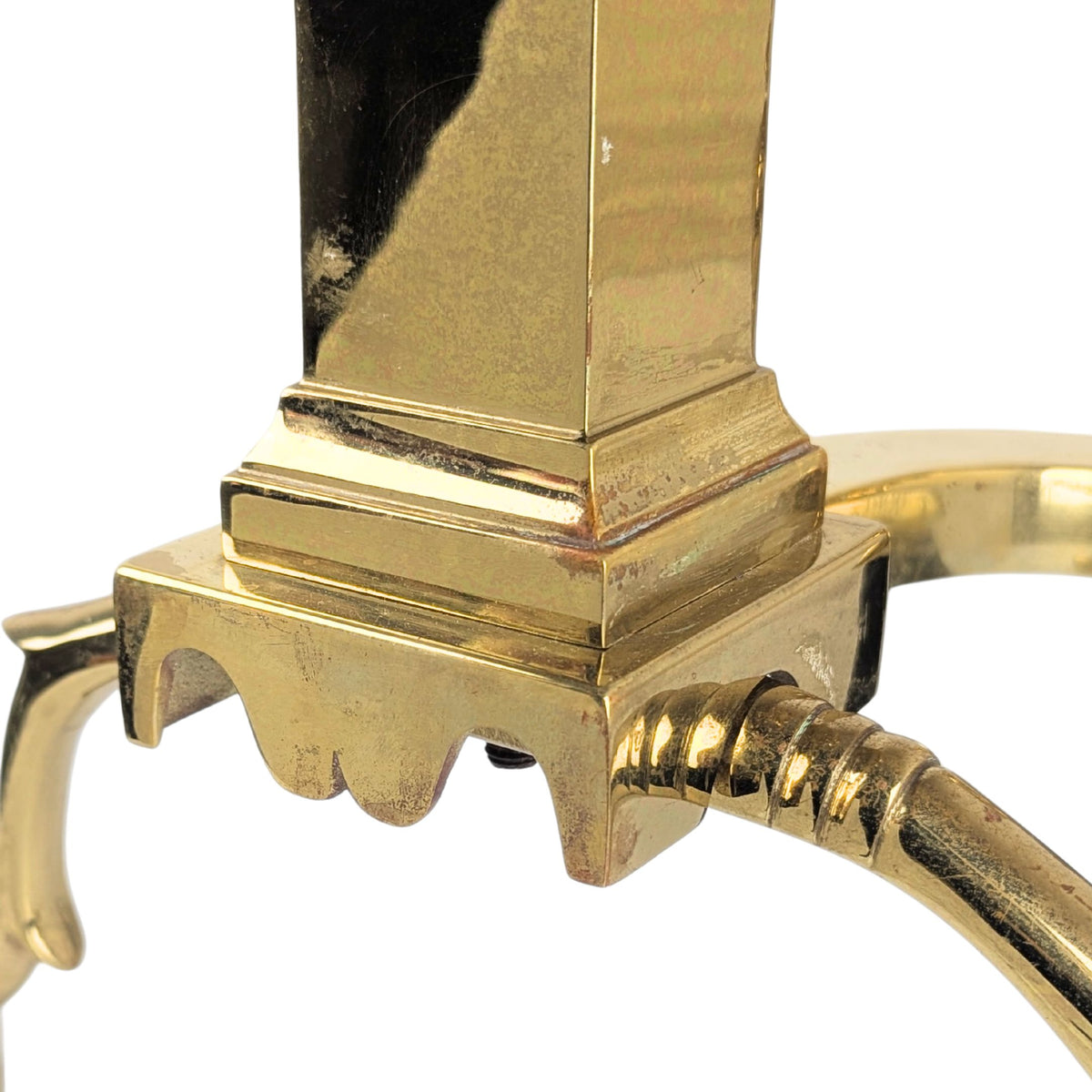 Vintage Virginia Metalcrafters Brass Andirons Model #1000H (Pair)
