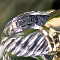 David Yurman .925 Sterling/ 14K Gold Amethyst Noblesse Ring - Size 6.25