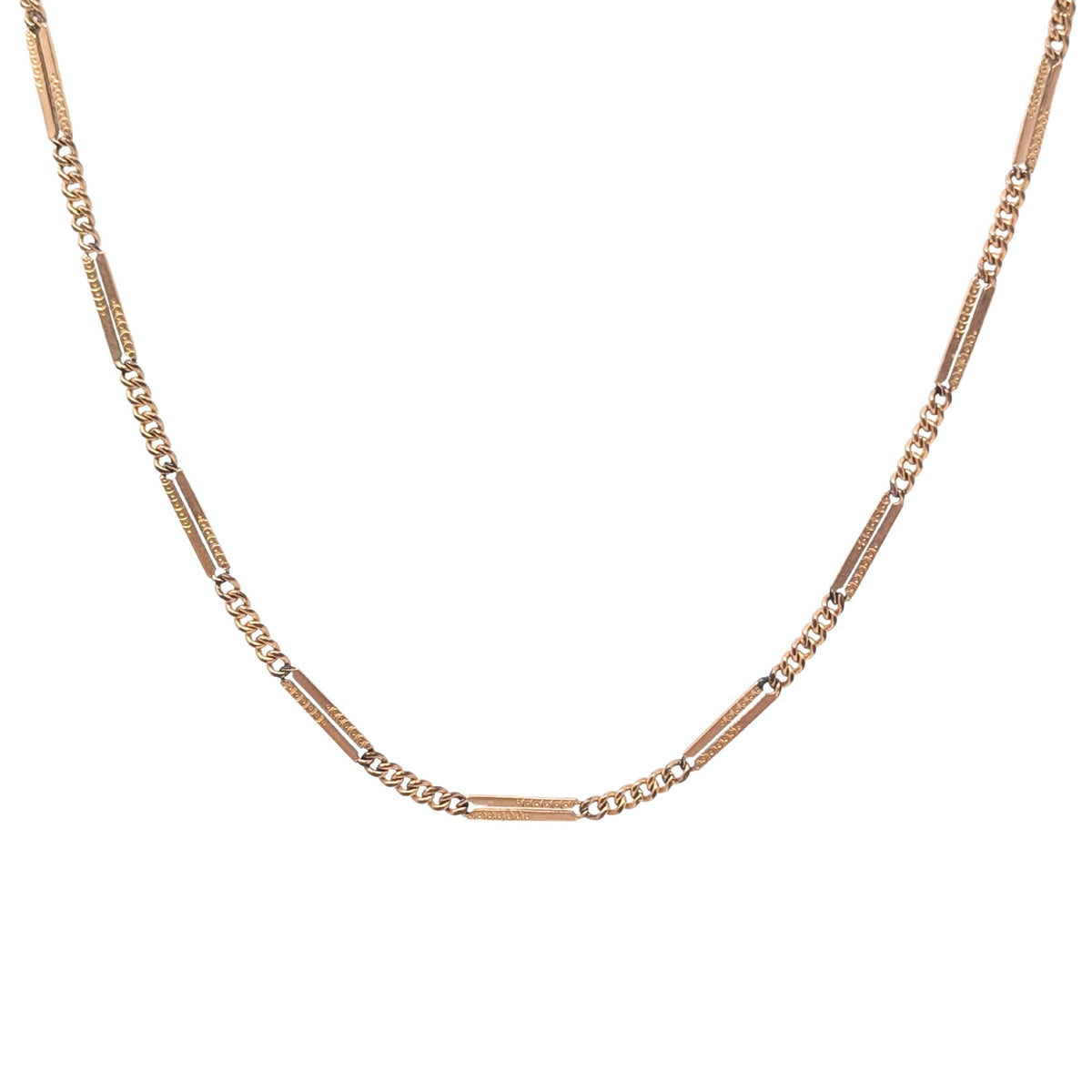 Antique Rose Gold Filled Double Albert Watch Chain Necklace, 17.75"