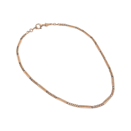 Antique Rose Gold Filled Double Albert Watch Chain Necklace, 17.75"