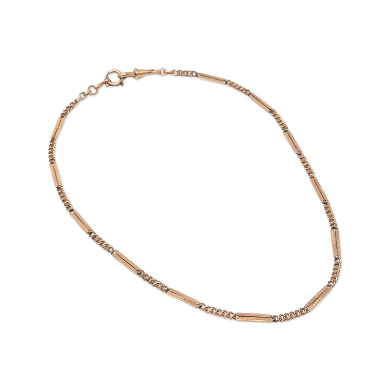 Antique Rose Gold Filled Double Albert Watch Chain Necklace, 17.75"