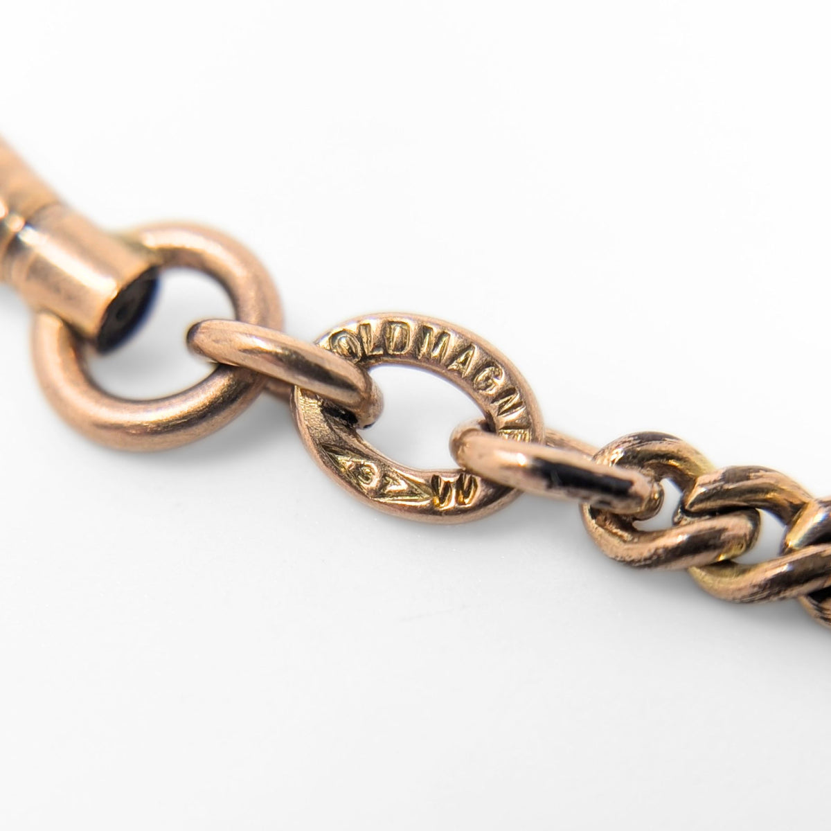 Antique Rose Gold Filled Double Albert Watch Chain Necklace, 17.75"