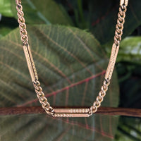 Antique Rose Gold Filled Double Albert Watch Chain Necklace, 17.75"