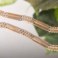 Antique Rose Gold Filled Double Albert Watch Chain Necklace, 17.75"