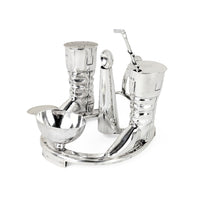 Edwardian 1905 Mappin & Webb Sterling Equine/Horse Jockey Horseshoe Cruet Set