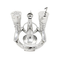 Edwardian 1905 Mappin & Webb Sterling Equine/Horse Jockey Horseshoe Cruet Set