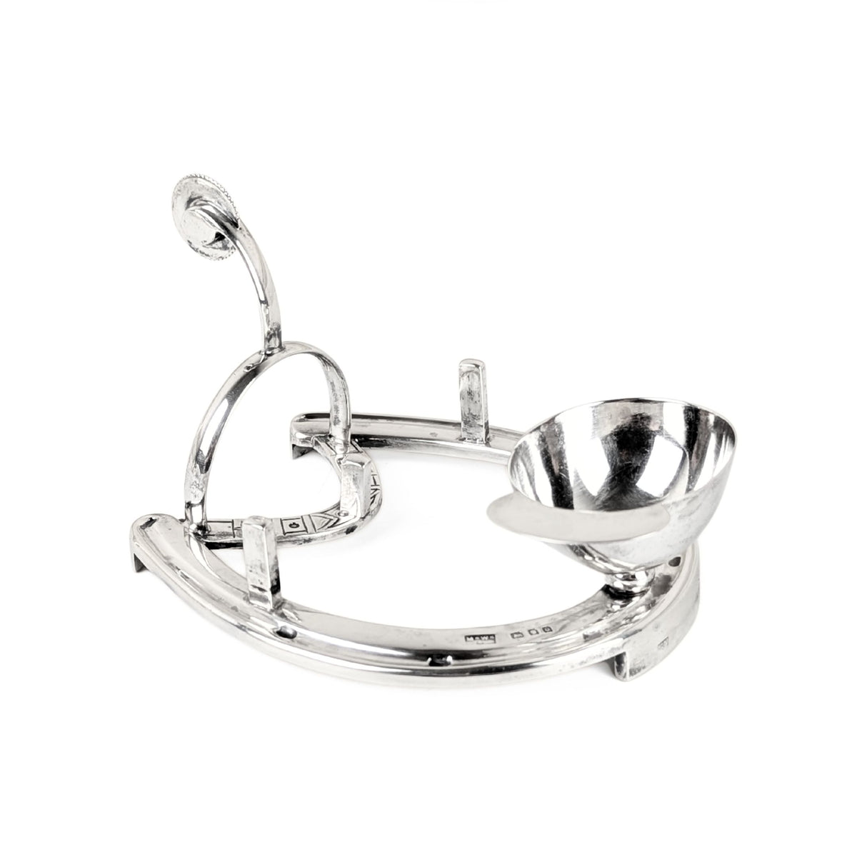 Edwardian 1905 Mappin & Webb Sterling Equine/Horse Jockey Horseshoe Cruet Set
