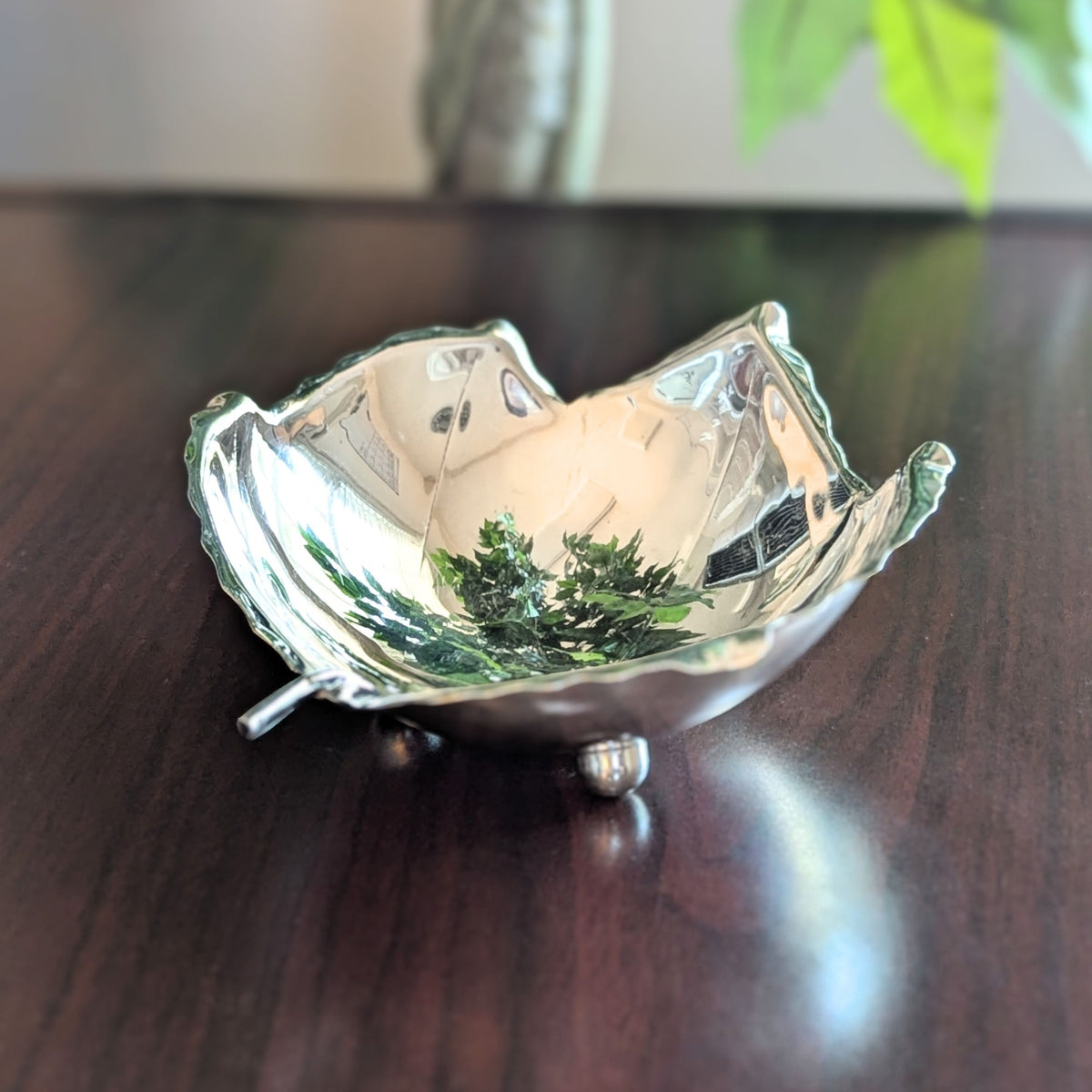 Sciarrotta Handmade Sterling Silver Leaf Bowl, Mid Century Modern, Pattern 30