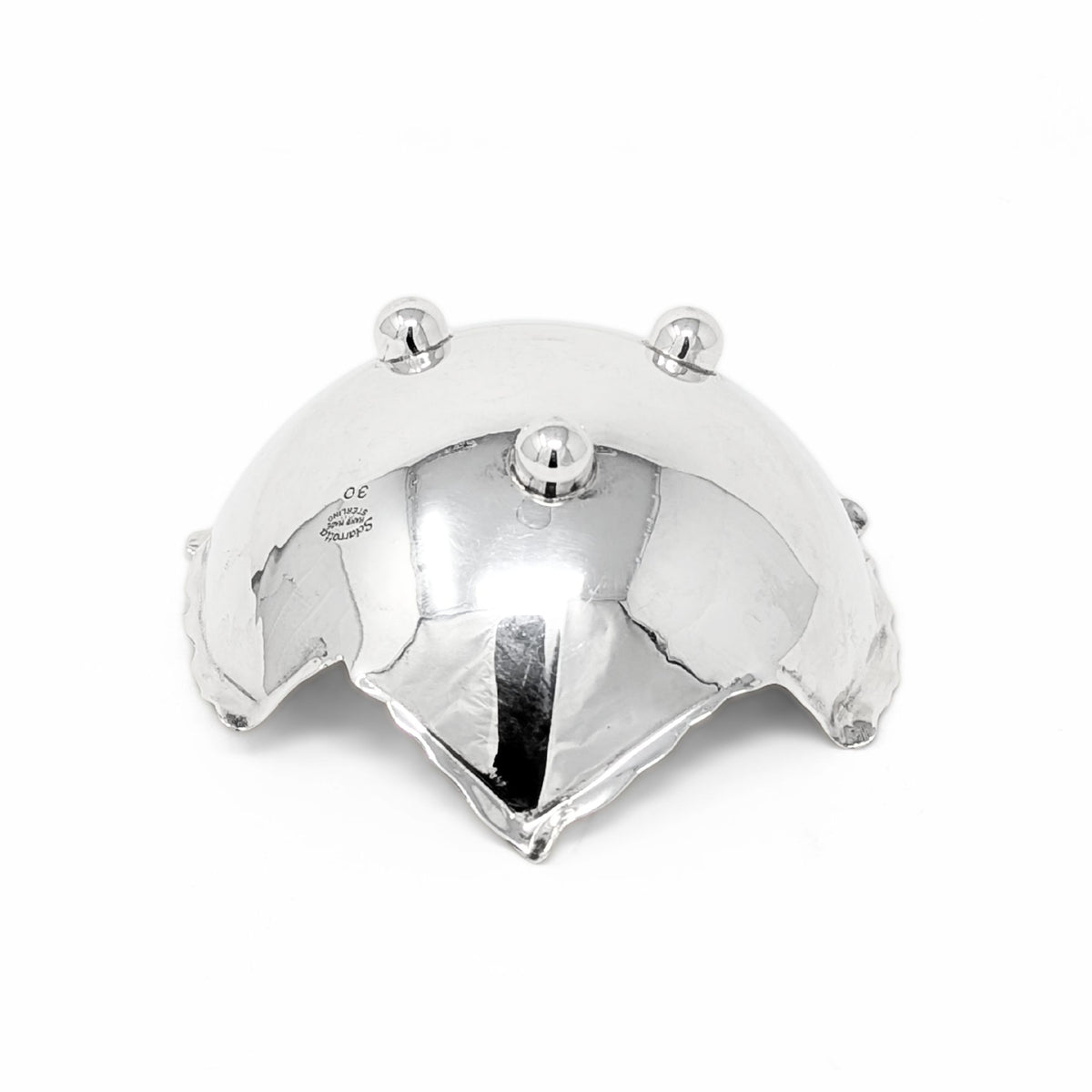 Sciarrotta Handmade Sterling Silver Leaf Bowl, Mid Century Modern, Pattern 30