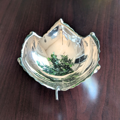 Sciarrotta Handmade Sterling Silver Leaf Bowl, Mid Century Modern, Pattern 30