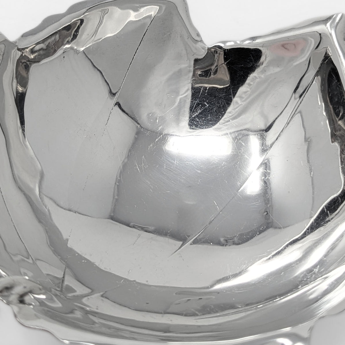 Sciarrotta Handmade Sterling Silver Leaf Bowl, Mid Century Modern, Pattern 30