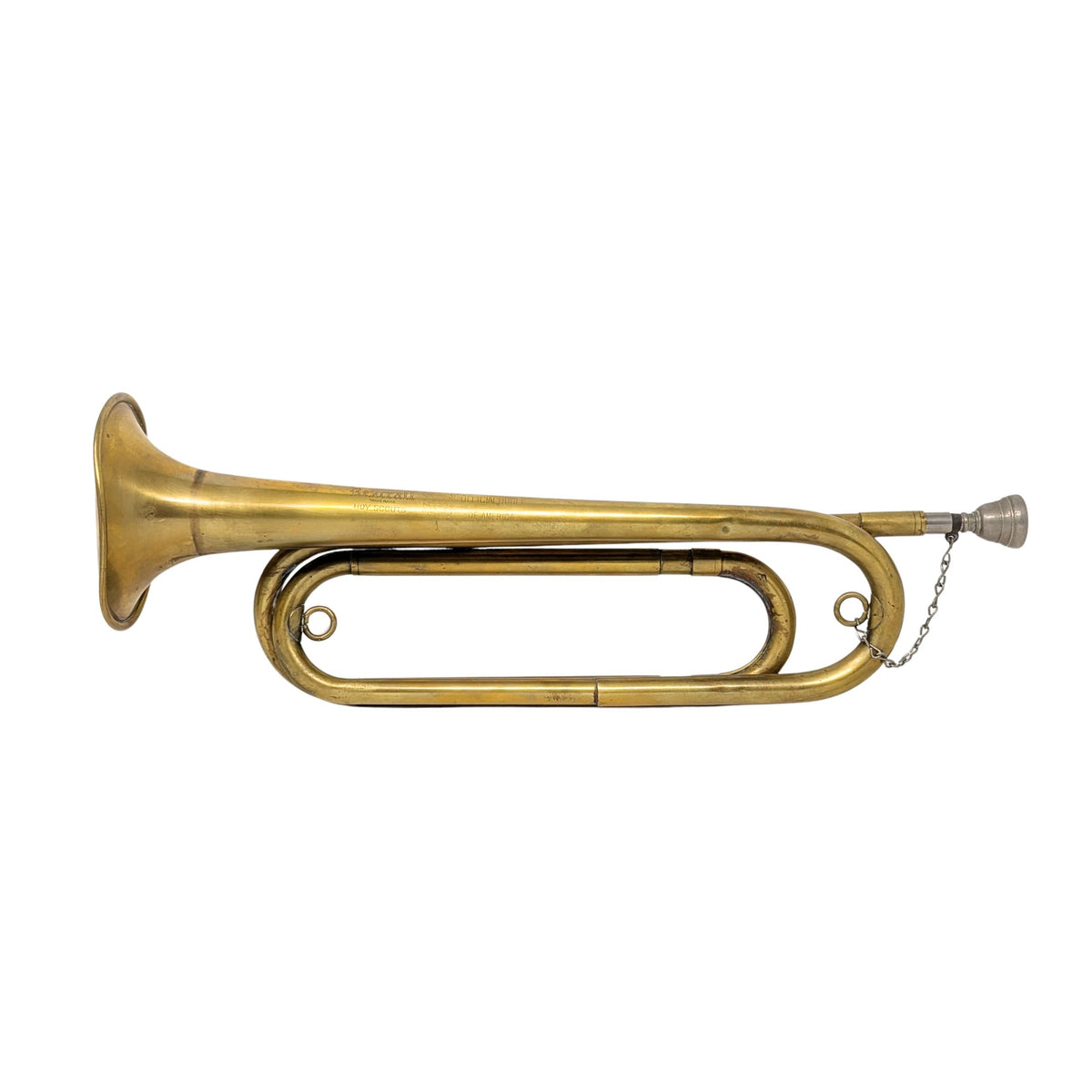 Vintage Boy Scouts of America Brass Bugle with Chained Mouthpiece