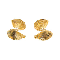 Vintage Fisher & Co 14K Yellow Gold Swirl Hinged Omega Back Earrings 11.3g