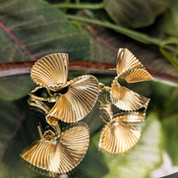 Vintage Fisher & Co 14K Yellow Gold Swirl Hinged Omega Back Earrings 11.3g