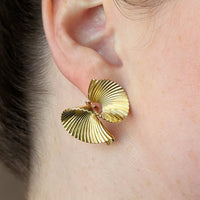 Vintage Fisher & Co 14K Yellow Gold Swirl Hinged Omega Back Earrings 11.3g