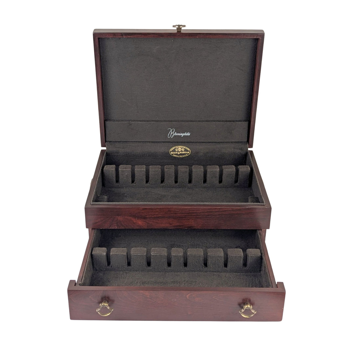 Reed & Barton 2-Tier Cherry Silverware Chest, Brass Nameplate, Bloomingdale's