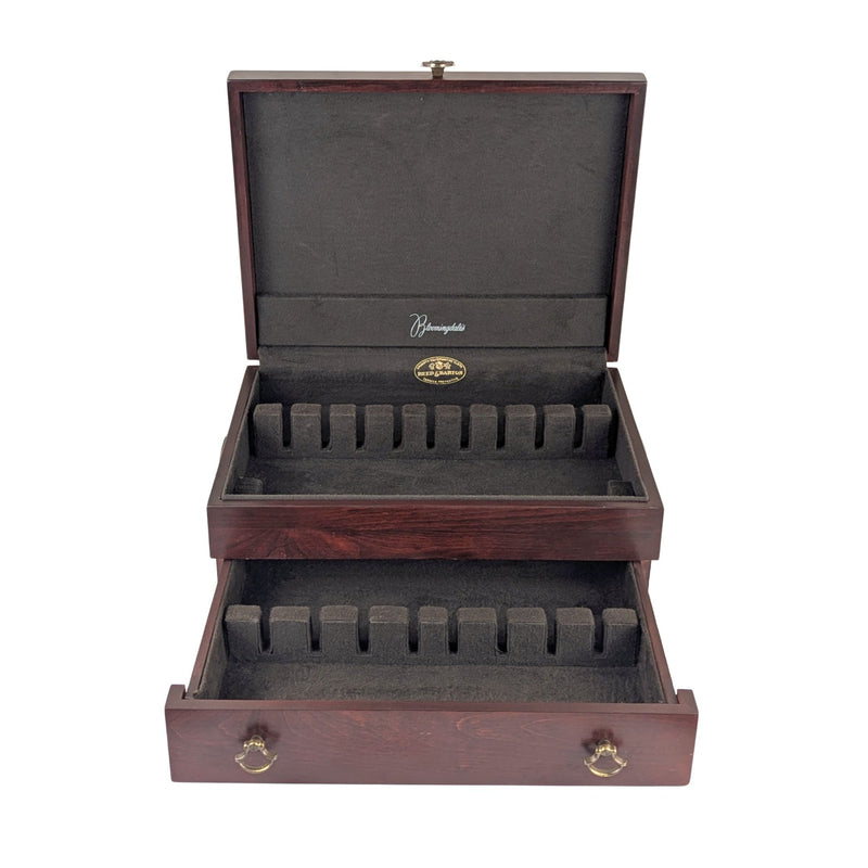 Reed & Barton 2-Tier Cherry Silverware Chest, Brass Nameplate, Bloomingdale's