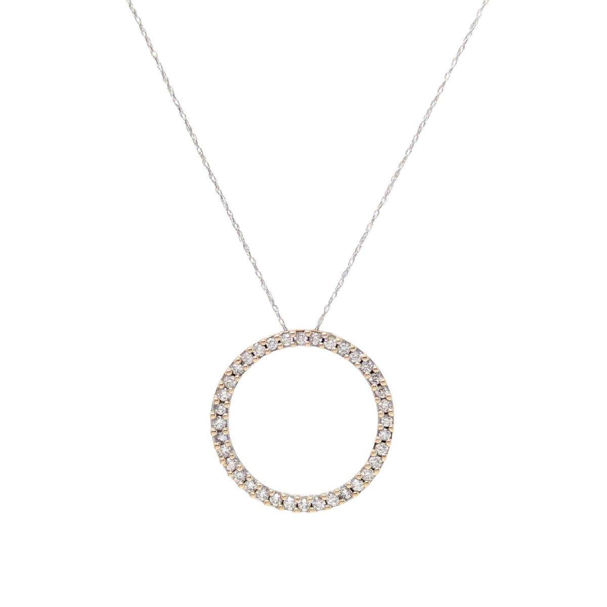 10K Two-Tone Gold 1.11tcw Diamond Circle of Life Pendant Necklace, 18"
