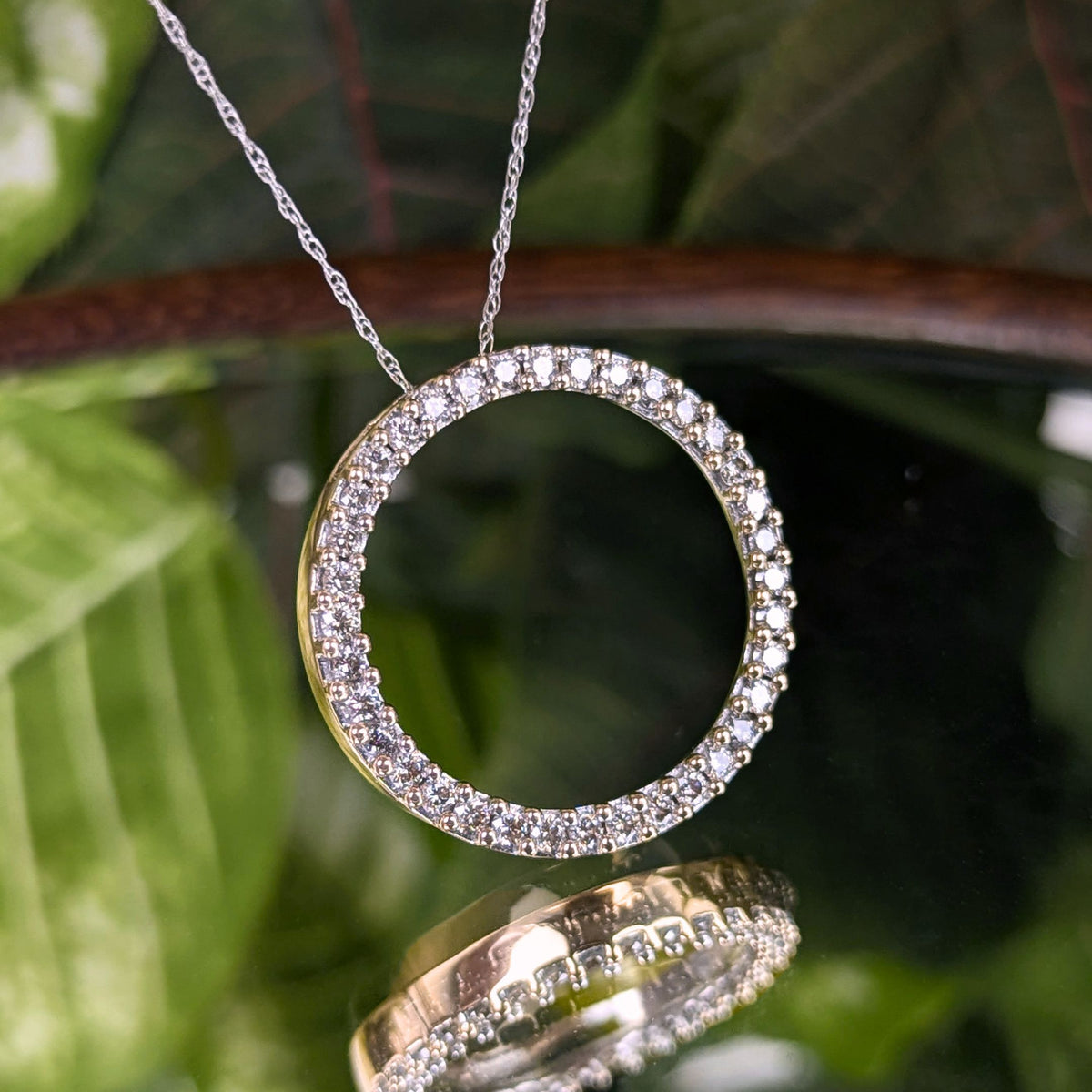 10K Two-Tone Gold 1.11tcw Diamond Circle of Life Pendant Necklace, 18"