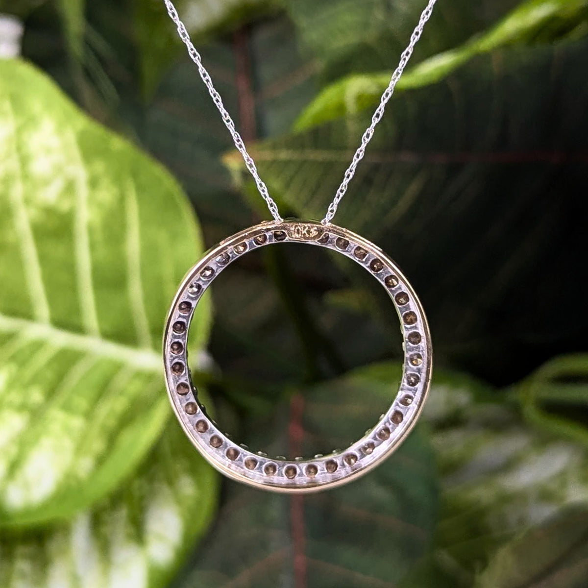 10K Two-Tone Gold 1.11tcw Diamond Circle of Life Pendant Necklace, 18"