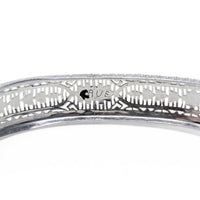 Antique 1920s Art Deco German Silver Filigree Amber Glass Bangle Bracelet