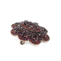 Vintage Bohemian Garnet Cluster Brooch Pendant, Dual Use, 12.9g, 48mm
