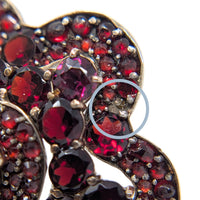 Vintage Bohemian Garnet Cluster Brooch Pendant, Dual Use, 12.9g, 48mm