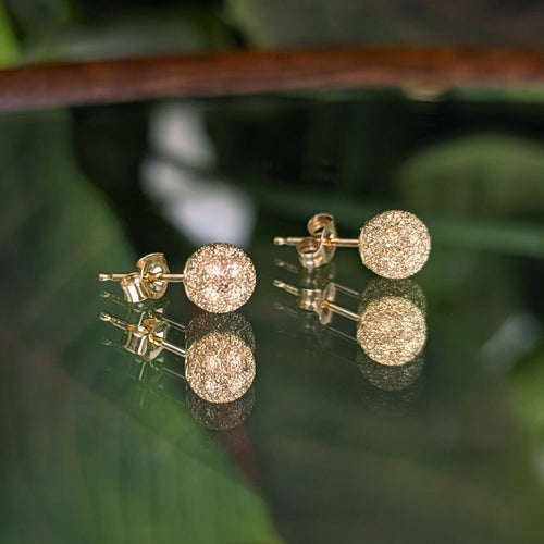 14K Yellow Gold 5mm Stardust Ball Stud Earrings
