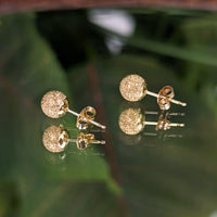 14K Yellow Gold 5mm Stardust Ball Stud Earrings