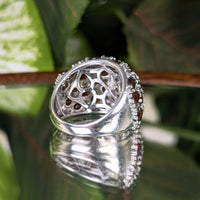 Fuzion Creations Sterling Silver Garnet & White Topaz Dome Ring - Size 7,  9.1g