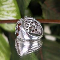 Fuzion Creations Sterling Silver Garnet & White Topaz Dome Ring - Size 7,  9.1g