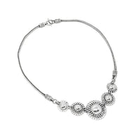 Vintage Solid Sterling Silver Filigree Flower Bib Necklace 19.75", 60.0g