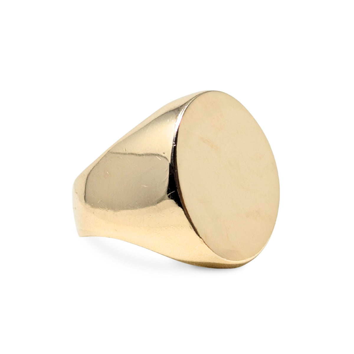 Solid 10K Gold Vintage 1970's Signet Ring, Blank Face - Size 10.5 (20.7g)